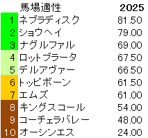 2025　京都新聞杯　馬場適性指数